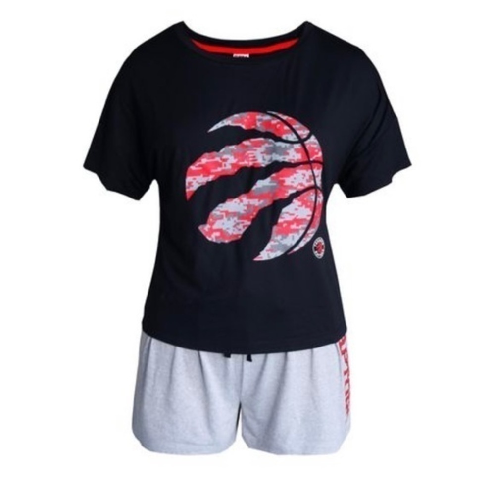 NWT NBA Toronto Raptors 2-pc Short Sleeve Crop Top & Shorts Pajama Set